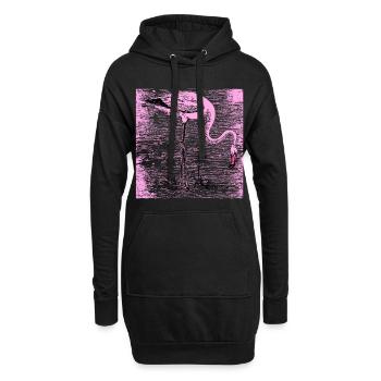 Flamingo - Hoodie-Kleid - Schwarz - Vorne