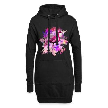 Pink Flamingo - Hoodie-Kleid - Schwarz - Vorne