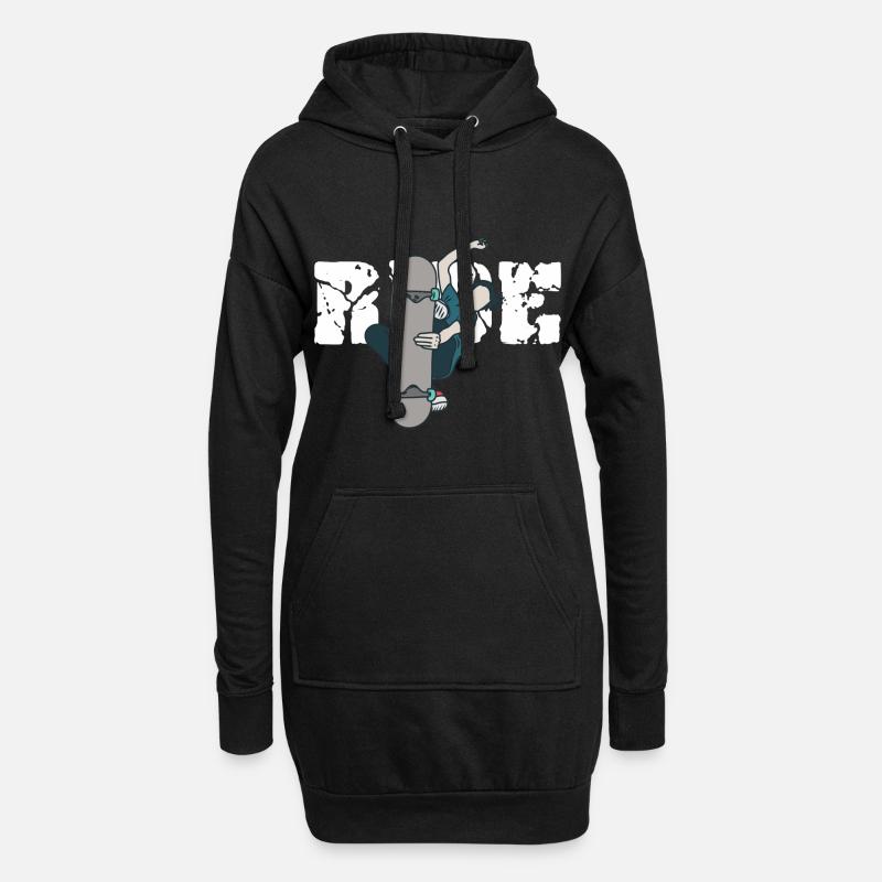 Skateboard - Hoodie-Kleid - Schwarz