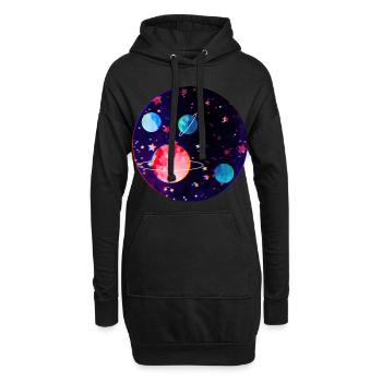 univers - Sweat-shirt à capuche long Femme - noir - Devant