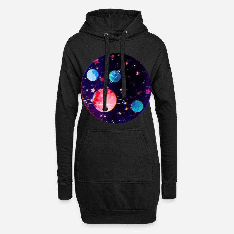 Weltall - Hoodie-Kleid - Schwarz