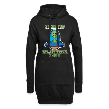 Thank you Believer UFO Alien Damen Herren Kinder - Hoodie-Kleid - Schwarz - Vorne