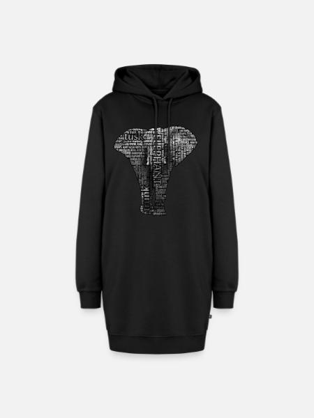 Elefant - Hoodie-Kleid - Schwarz