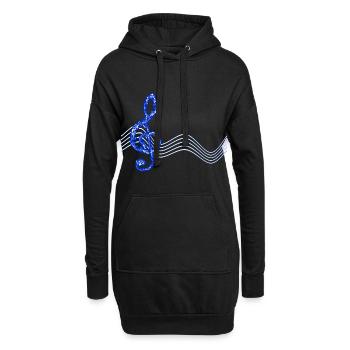 Notenschlüssel Musik - Hoodie-Kleid - Schwarz - Vorne