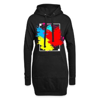 Bunter Farbfleck Rahmen Geschenk - Hoodie-Kleid - Schwarz - Vorne