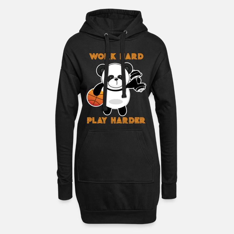 Work Hard play hard basketball Panda Tee. - Hoodie-Kleid - Schwarz