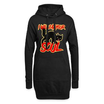 Chat chat domestique chaton velours patte kitty kitty - Sweat-shirt à capuche long Femme - noir - Devant