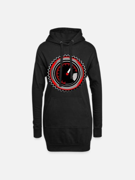 Drehzahlmesser Tachometer Kettenrad - Hoodie-Kleid - Schwarz