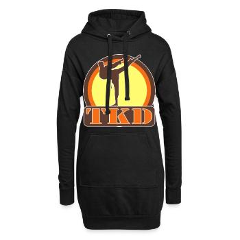 Teakwondo TKD Combattant - Vintage Retro Style - Sweat-shirt à capuche long Femme - noir - Devant