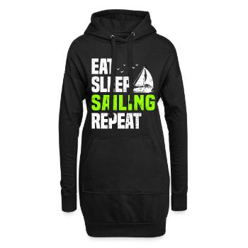 Segelschiff - Hoodie-Kleid - Schwarz - Vorne