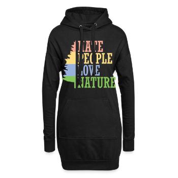 Déteste les gens. Aimer la nature. - Sweat-shirt à capuche long Femme - noir - Devant
