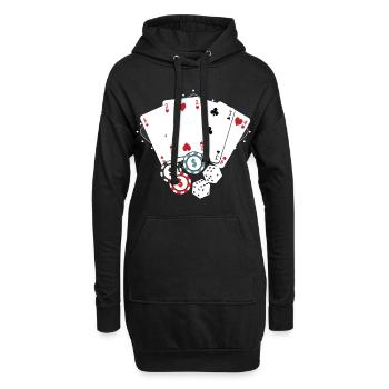 Poker Card - Poker Kartenspiel Karten Full house - Hoodie-Kleid - Schwarz - Vorne