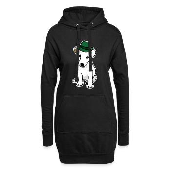 Jack Russell mit Hut, Hund, Comic, lustig, süß - Hoodie-Kleid - Schwarz - Vorne