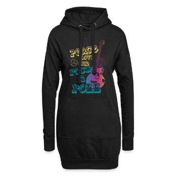 Amour et Paix et Rock'n'Roll - Sweat-shirt à capuche long Femme - noir - Devant