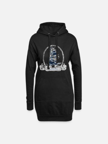 Segelboot - Hoodie-Kleid - Schwarz