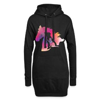 Tee shirt Animaux de compagnie chien chat cheval coloré - Sweat-shirt à capuche long Femme - noir - Devant