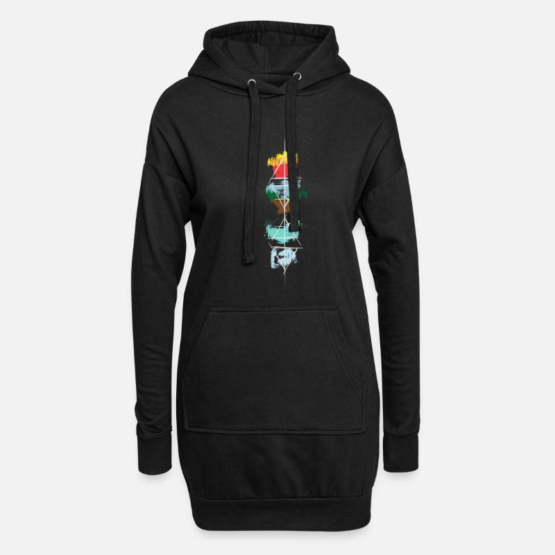 Alchemie Abstrakt Elemente Feuer Wasser Luft Erde - Hoodie-Kleid - Schwarz