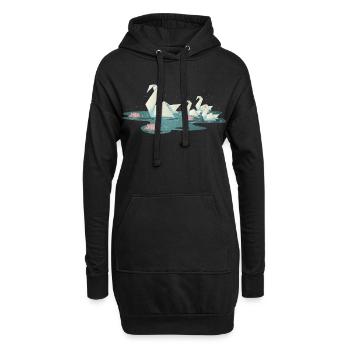 Cygne oiseau canard en papier origami - Sweat-shirt à capuche long Femme - noir - Devant
