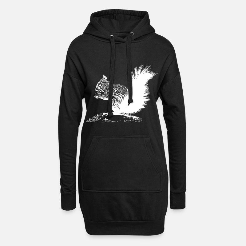 Drolliges Eichhörnchen mit einer Nuss - Hoodie-Kleid - Schwarz
