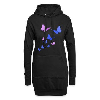 Schmetterlinge Schmetterling Geschenk lila blau - Hoodie-Kleid - Schwarz - Vorne