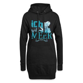 Urlaub – Shirt Strandurlaub Meer Geschenk - Hoodie-Kleid - Schwarz - Vorne