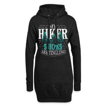 Forêt de randonneurs - Sweat-shirt à capuche long Femme - noir - Devant