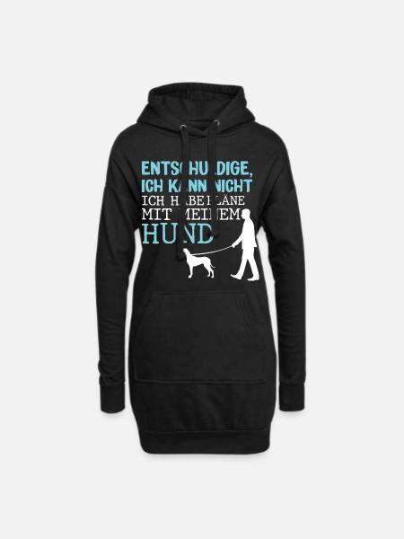 Hunde – Shirt Hundepapa Hundeglück Pfote Geschenk - Hoodie-Kleid - Schwarz