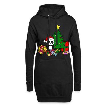 Arbre de Noël Panda - Sweat-shirt à capuche long Femme - noir - Devant
