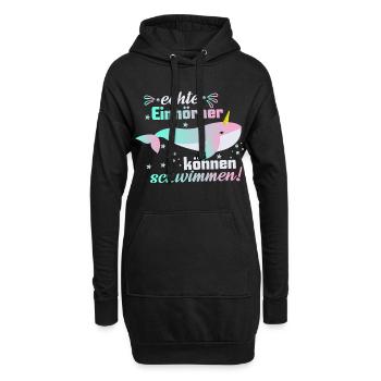 Einhorn – Shirt Magie Schwimmen Mädchen Geschenk - Hoodie-Kleid - Schwarz - Vorne