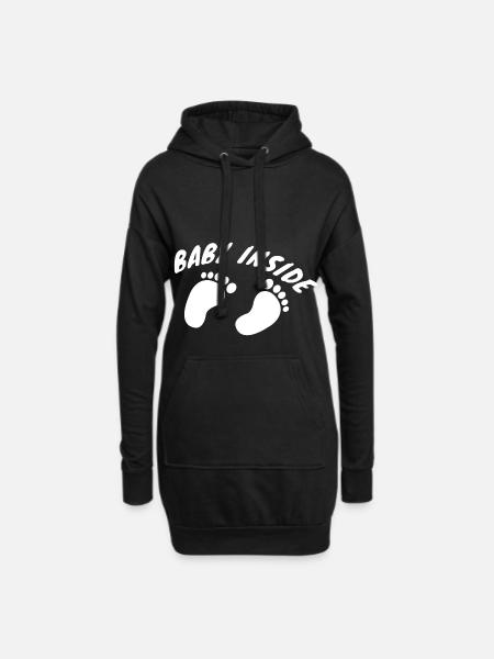 baby inside pregnant - Hoodie Dress - black