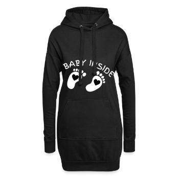 baby inside auf babybauch der schwangeren - Hoodie-Kleid - Schwarz - Vorne