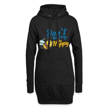 Don´t Worry Be Happy Biene - Hoodie-Kleid - Schwarz - Vorne