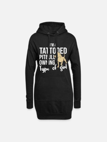 Pitbull Hundeliebe - Hoodie-Kleid - Schwarz