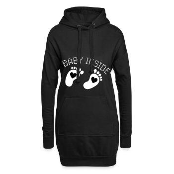 baby inside auf dem babybauch - Hoodie-Kleid - Schwarz - Vorne