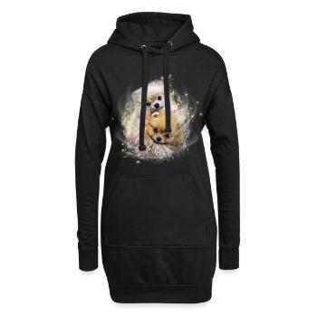Pomeranian Shirt - Fluffypom Couple - Naine - Sweat-shirt à capuche long Femme - noir - Devant