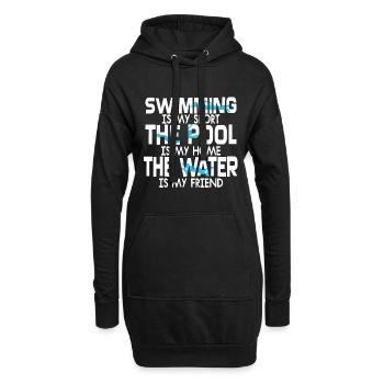 Maillot de bain de piscine - Sweat-shirt à capuche long Femme - noir - Devant