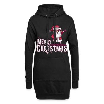 Weihnachtsmann Merry Christmas Rock Metal - Hoodie-Kleid - Schwarz - Vorne