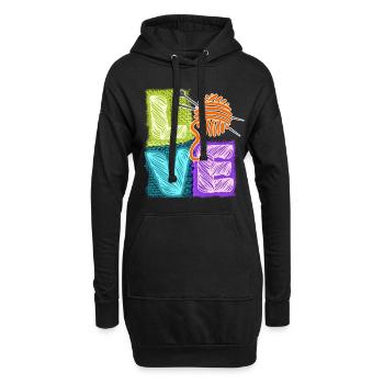 I love Stricken und Häkeln und Wolle - Hoodie-Kleid - Schwarz - Vorne