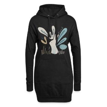 Lapin au pays des merveilles de l'hiver - Sweat-shirt à capuche long Femme - noir - Devant