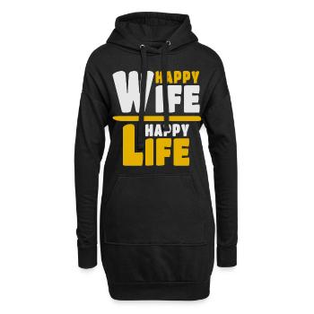 Happy Wife Happy Life - Hoodie-Kleid - Schwarz - Vorne
