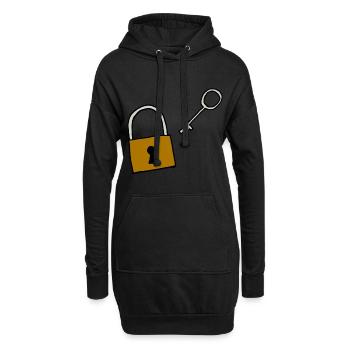 Cadenas avec clé, amour, idée cadeau - Sweat-shirt à capuche long Femme - noir - Devant
