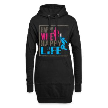 Femme heureuse - vie heureuse - Sweat-shirt à capuche long Femme - noir - Devant
