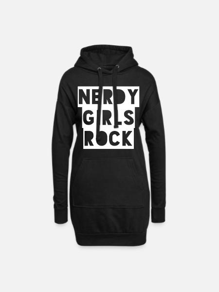 Nerdy Girls Rock - Hoodie-Kleid - Schwarz