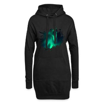 Pôle Nord Polaire Aurore Tache de couleur - Sweat-shirt à capuche long Femme - noir - Devant