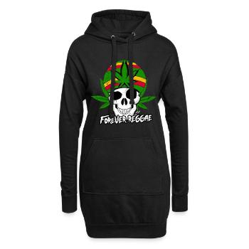 REGGAE SKULL, MARLEY, RASTA, RASTAFARI, JAMAÏQUE - Sweat-shirt à capuche long Femme - noir - Devant