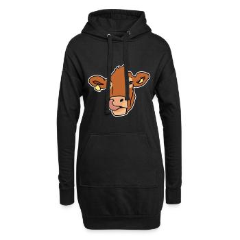 Kuh, Rind, Kopf, Comic, Geschenkidee - Hoodie-Kleid - Schwarz - Vorne
