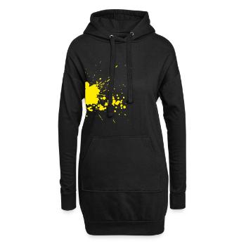 Ein gelber Farbfleck als Kunst - Hoodie-Kleid - Schwarz - Vorne