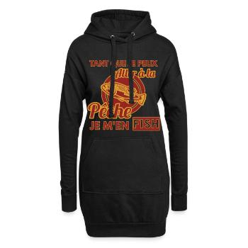 Pecheur shirt • Je m´en Fish • Pecheur Cadeau - Sweat-shirt à capuche long Femme - noir - Devant