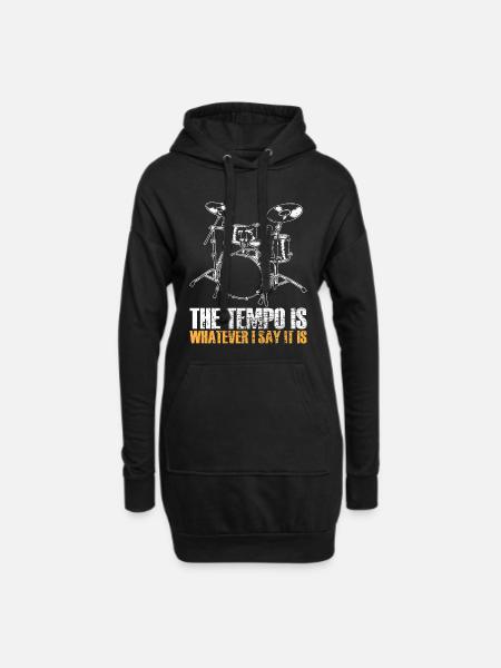 Schlagzeuger - Hoodie-Kleid - Schwarz