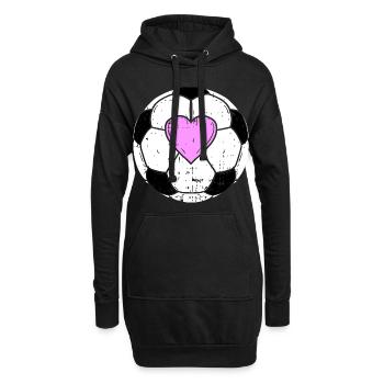 Coeur de football féminin Cher footballeur - Sweat-shirt à capuche long Femme - noir - Devant